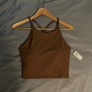 Brand new with tags brown workout top , built in bra